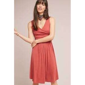 Maeve Anthropologie Womens Coral Casual Minimalist Wrap Sleeveless Midi Dress
